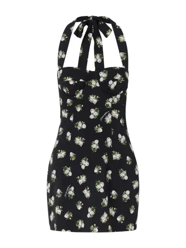 Dolce & Gabbana Floral-print Silk-blend Halterneck Mini Dress | Thumbnail 1 Dolce & Gabbana Floral-print Silk-blend Halterneck Mini Dress | Thumbnail 1