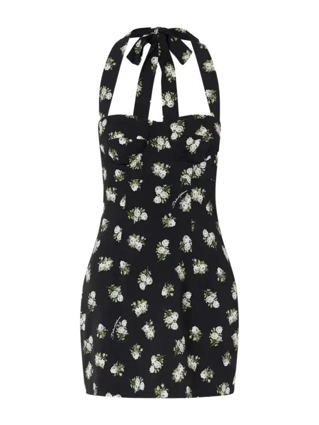 Floral-print Silk-blend Halterneck Mini Dress