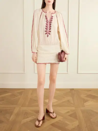 Marant Étoile Ludy Floral-embroidered Organic Cotton Mini Dress | Thumbnail 2