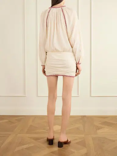 Marant Étoile Ludy Floral-embroidered Organic Cotton Mini Dress | Thumbnail 3