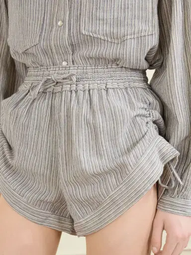 Marant Étoile Thaliany Striped Cotton Drawstring Shorts | Thumbnail 4 Marant Étoile Thaliany Striped Cotton Drawstring Shorts | Thumbnail 4