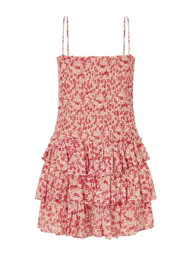 Elodie Floral-print Ruffled Organic Cotton Mini Dress