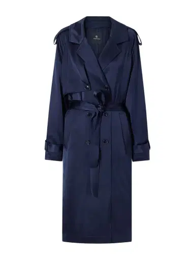 Anine Bing Rickie Double-breasted Belted Satin Trench Coat | Thumbnail 1 Anine Bing Rickie Double-breasted Belted Satin Trench Coat | Thumbnail 1