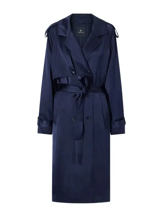 Rickie Double-breasted Belted Satin Trench Coat
