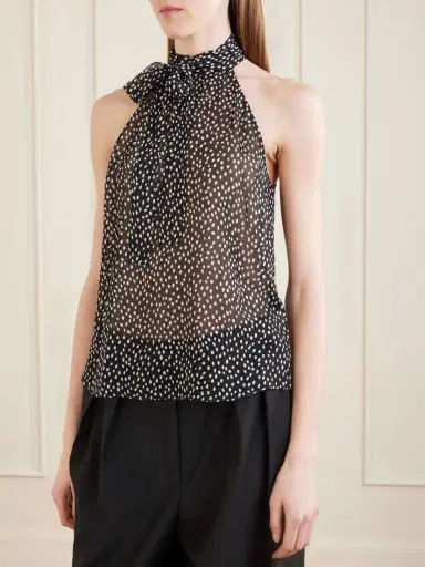 Nili Lotan Alla Halterneck Polka-dot Silk-chiffon Blouse | Thumbnail 3 Nili Lotan Alla Halterneck Polka-dot Silk-chiffon Blouse | Thumbnail 3