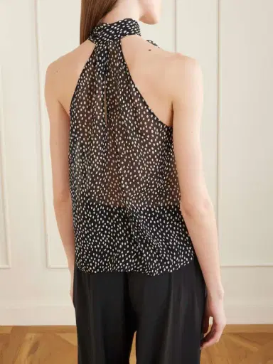 Nili Lotan Alla Halterneck Polka-dot Silk-chiffon Blouse | Thumbnail 4 Nili Lotan Alla Halterneck Polka-dot Silk-chiffon Blouse | Thumbnail 4