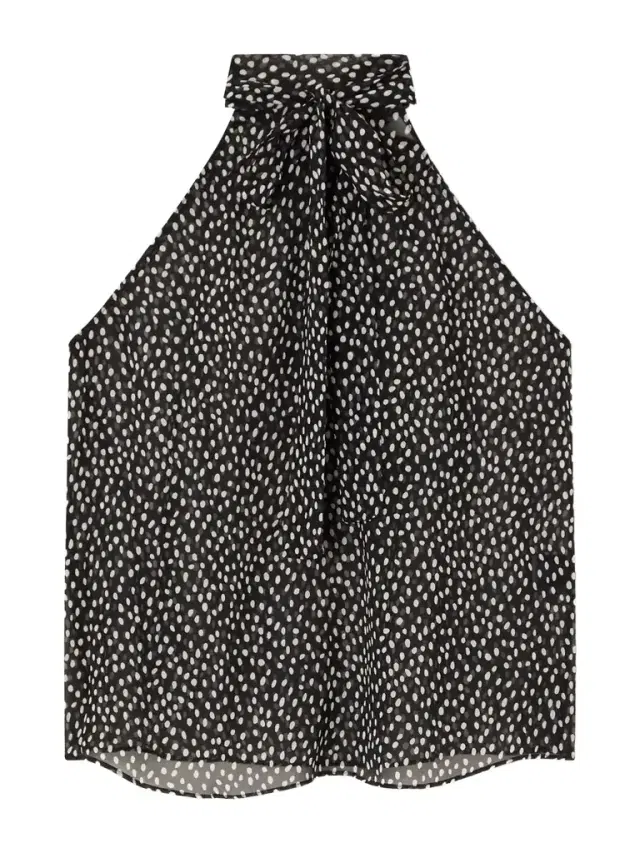 Alla Halterneck Polka-dot Silk-chiffon Blouse
