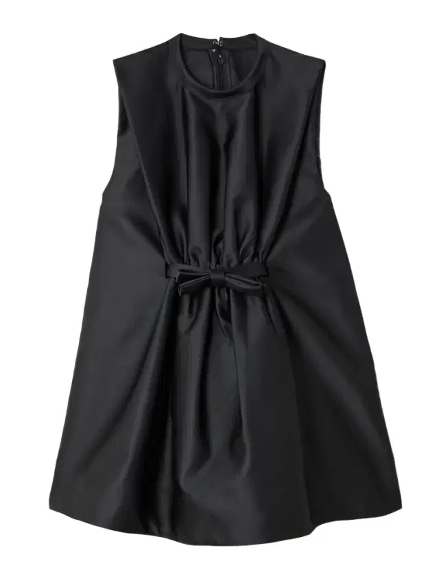 Bow-detailed Gathered Mikado Mini Dress