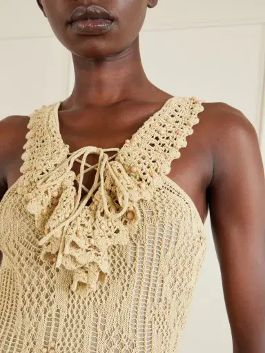 Isabel Marant Ornella Embellished Crocheted Cotton-blend Midi Dress | Thumbnail 4