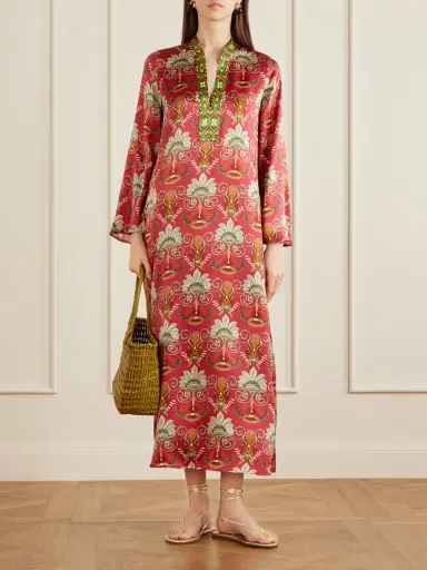 Emporio Sirenuse Jenna Printed Silk Midi Dress | Thumbnail 2 Emporio Sirenuse Jenna Printed Silk Midi Dress | Thumbnail 2