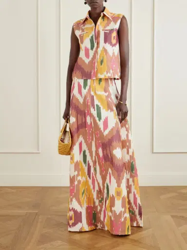Emporio Sirenuse Kika Printed Cotton And Linen-blend Maxi Skirt | Thumbnail 2