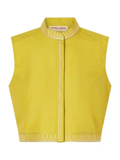 Emporio Sirenuse Andorra Papyrus Embroidered Cotton-blend Top | Thumbnail 1 Emporio Sirenuse Andorra Papyrus Embroidered Cotton-blend Top | Thumbnail 1