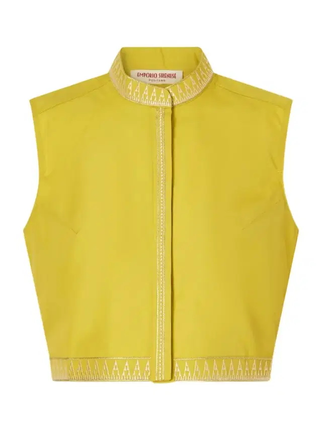 Emporio Sirenuse Andorra Papyrus Embroidered Cotton-blend Top