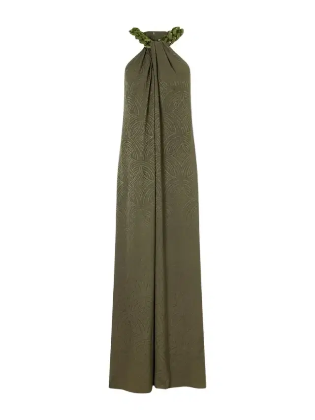 Embellished Silk-jacquard Halterneck Maxi Dress