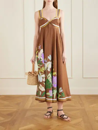ALÉMAIS Alfie Floral-print Linen Midi Dress | Thumbnail 2 ALÉMAIS Alfie Floral-print Linen Midi Dress | Thumbnail 2