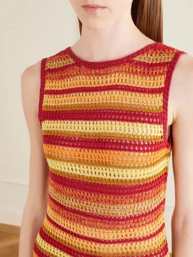 ESCVDO Nevado Fringed Striped Crocheted Cotton Mini Dress | Thumbnail 4 ESCVDO Nevado Fringed Striped Crocheted Cotton Mini Dress | Thumbnail 4