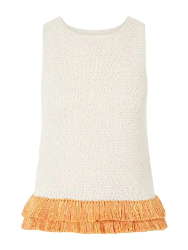 Amada Fringed Crocheted Cotton Tank