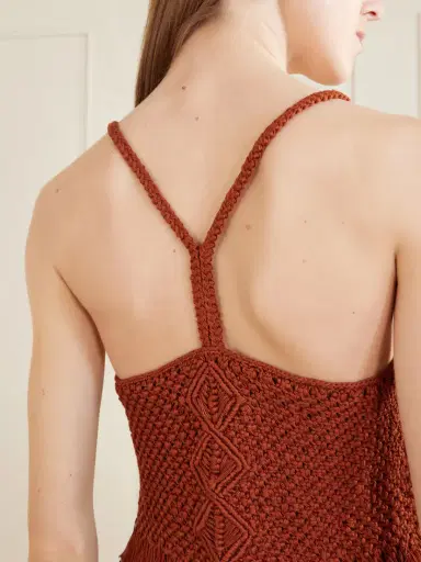 ESCVDO Cantor Fringed Macramè Cotton Top | Thumbnail 4