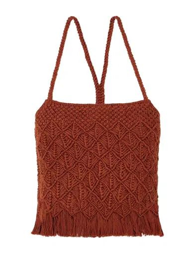 ESCVDO Cantor Fringed Macramè Cotton Top | Thumbnail 1
