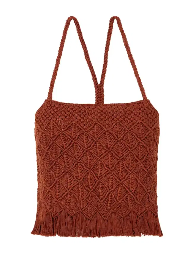 Cantor Fringed Macramè Cotton Top