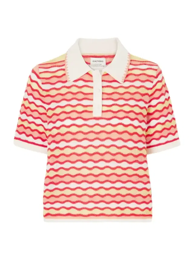 Mullu Striped Crocheted Cotton Polo Shirt