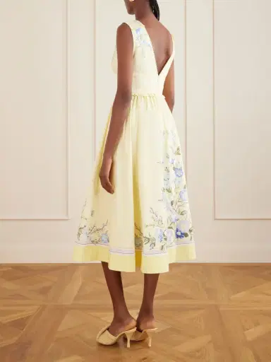 Self-Portrait Bow-detailed Floral-print Cotton Midi Dress | Thumbnail 3 Self-Portrait Bow-detailed Floral-print Cotton Midi Dress | Thumbnail 3