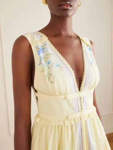 Self-Portrait Bow-detailed Floral-print Cotton Midi Dress | Thumbnail 4 Self-Portrait Bow-detailed Floral-print Cotton Midi Dress | Thumbnail 4