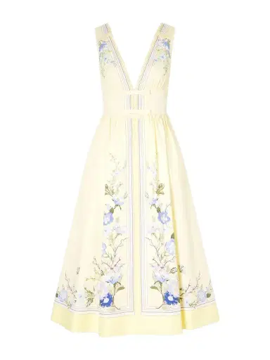 Self-Portrait Bow-detailed Floral-print Cotton Midi Dress | Thumbnail 1 Self-Portrait Bow-detailed Floral-print Cotton Midi Dress | Thumbnail 1
