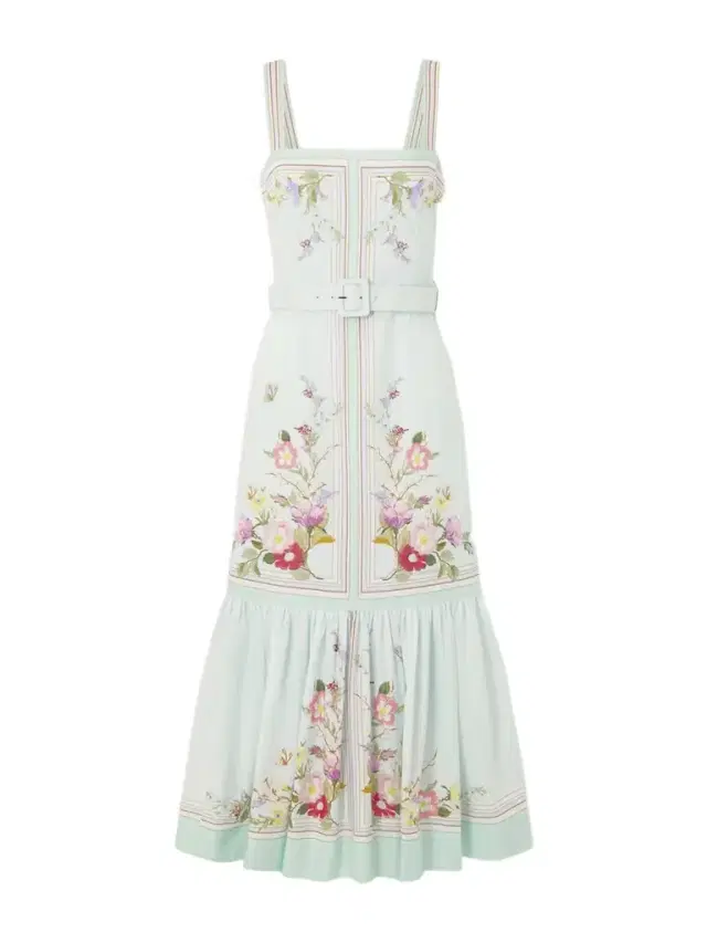 Belted Floral-print Linen And Cotton-blend Midi Dress