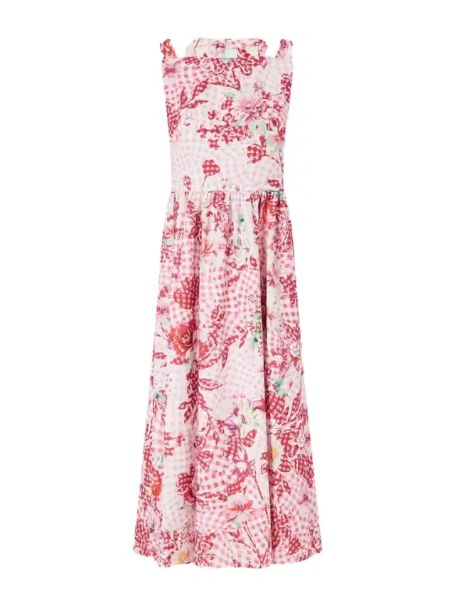 Mary Katrantzou Alma Checked Floral-print Midi Dress