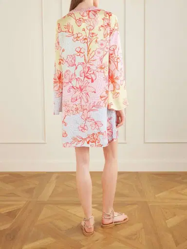 Mary Katrantzou Elsa Checked Floral-print Satin Midi Dress | Thumbnail 3