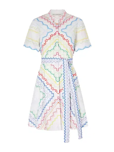 Mary Katrantzou Belted Printed Cotton-blend Midi Dress | Thumbnail 1