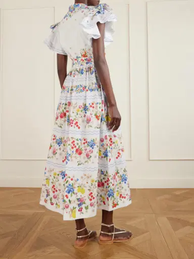 Mary Katrantzou Belted Floral-print Cotton-blend Midi Dress | Thumbnail 3