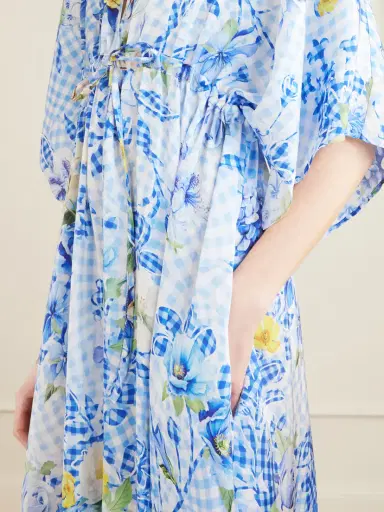 Mary Katrantzou Taormina Checked Floral-print Satin Kaftan | Thumbnail 4 Mary Katrantzou Taormina Checked Floral-print Satin Kaftan | Thumbnail 4
