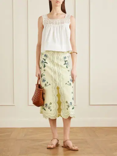 Sea Audra Embroidered Cotton And Linen-bend Midi Skirt | Thumbnail 2 Sea Audra Embroidered Cotton And Linen-bend Midi Skirt | Thumbnail 2