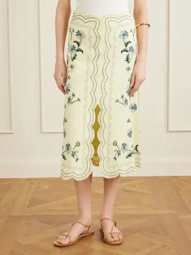 Sea Audra Embroidered Cotton And Linen-bend Midi Skirt | Thumbnail 3 Sea Audra Embroidered Cotton And Linen-bend Midi Skirt | Thumbnail 3