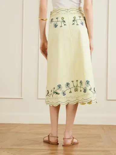 Sea Audra Embroidered Cotton And Linen-bend Midi Skirt | Thumbnail 4 Sea Audra Embroidered Cotton And Linen-bend Midi Skirt | Thumbnail 4