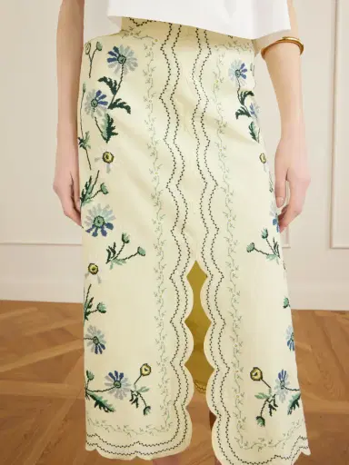Sea Audra Embroidered Cotton And Linen-bend Midi Skirt | Thumbnail 5 Sea Audra Embroidered Cotton And Linen-bend Midi Skirt | Thumbnail 5