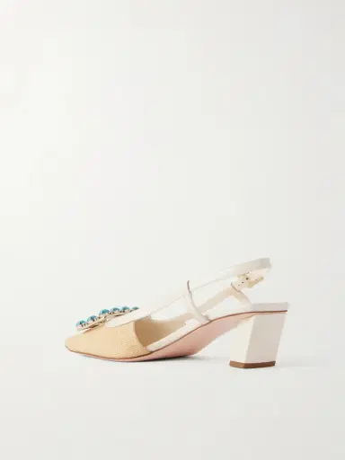 Roger Vivier Belle Vivier 45 Leather-trimmed Embellished Slingback Pumps | Thumbnail 3 Roger Vivier Belle Vivier 45 Leather-trimmed Embellished Slingback Pumps | Thumbnail 3