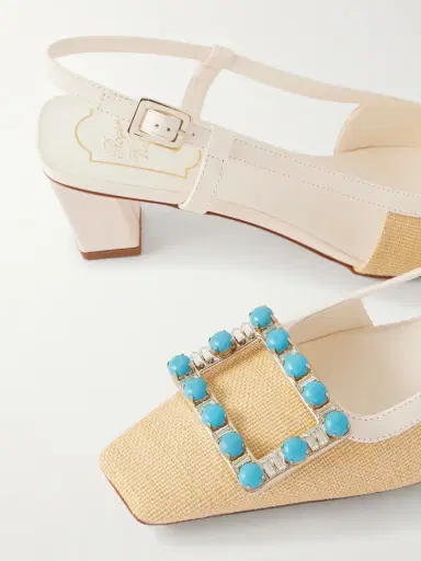 Roger Vivier Belle Vivier 45 Leather-trimmed Embellished Slingback Pumps | Thumbnail 5 Roger Vivier Belle Vivier 45 Leather-trimmed Embellished Slingback Pumps | Thumbnail 5