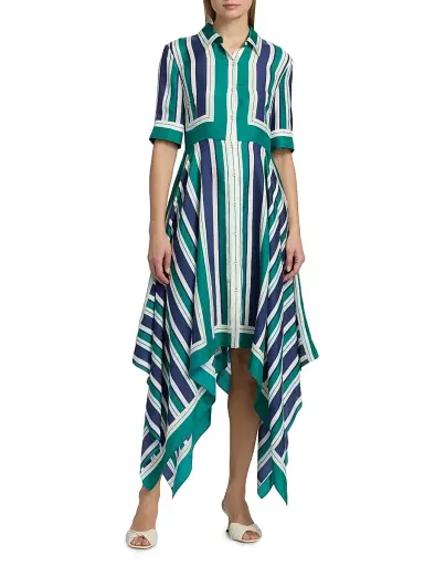 Simkhai Women's Abrielle Striped Handkerchief Midi-Shirtdress - Kelly Green - Size XS | Thumbnail 3 Simkhai Women's Abrielle Striped Handkerchief Midi-Shirtdress - Kelly Green - Size XS | Thumbnail 3