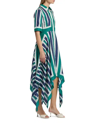 Simkhai Women's Abrielle Striped Handkerchief Midi-Shirtdress - Kelly Green - Size XS | Thumbnail 4 Simkhai Women's Abrielle Striped Handkerchief Midi-Shirtdress - Kelly Green - Size XS | Thumbnail 4