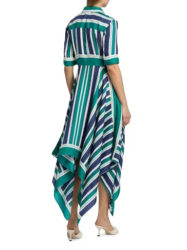 Simkhai Women's Abrielle Striped Handkerchief Midi-Shirtdress - Kelly Green - Size XS | Thumbnail 5 Simkhai Women's Abrielle Striped Handkerchief Midi-Shirtdress - Kelly Green - Size XS | Thumbnail 5