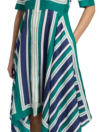 Simkhai Women's Abrielle Striped Handkerchief Midi-Shirtdress - Kelly Green - Size XS | Thumbnail 6 Simkhai Women's Abrielle Striped Handkerchief Midi-Shirtdress - Kelly Green - Size XS | Thumbnail 6