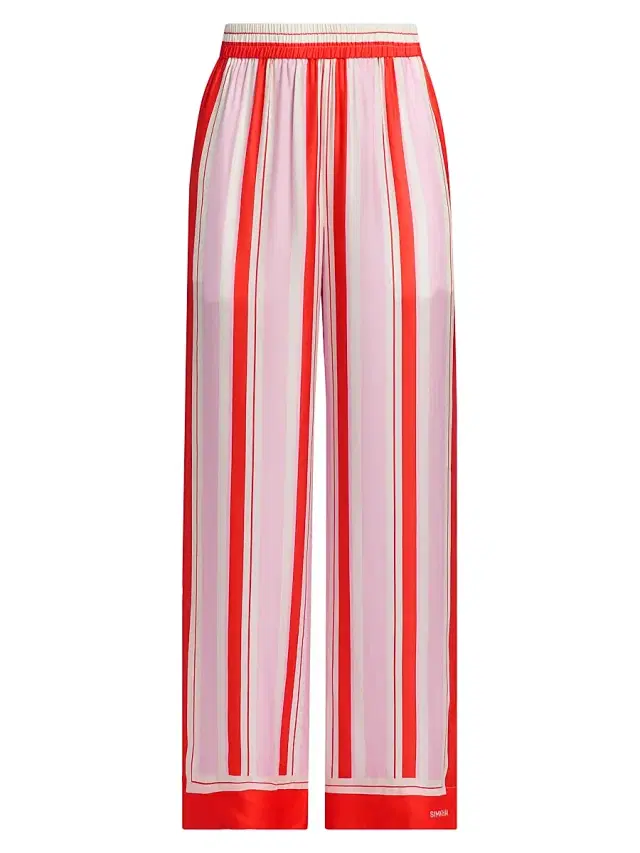 Women's Zuna Striped Silk-Blend Pajama Pants - Tulip Stripe