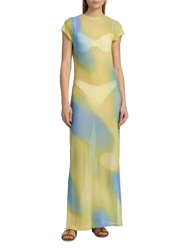 Simkhai Women's Fia Printed Mesh Cover-Up Maxi Dress - Golden Hour - Size Medium | Thumbnail 3 Simkhai Women's Fia Printed Mesh Cover-Up Maxi Dress - Golden Hour - Size Medium | Thumbnail 3