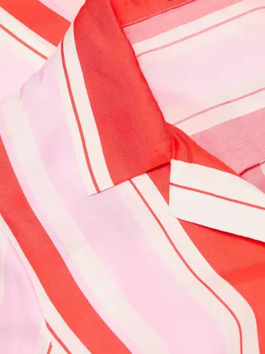 SIMKHAI Women's Koda Striped Silk-Blend Short-Sleeve Shirt - Tulip Stripe | Thumbnail 7