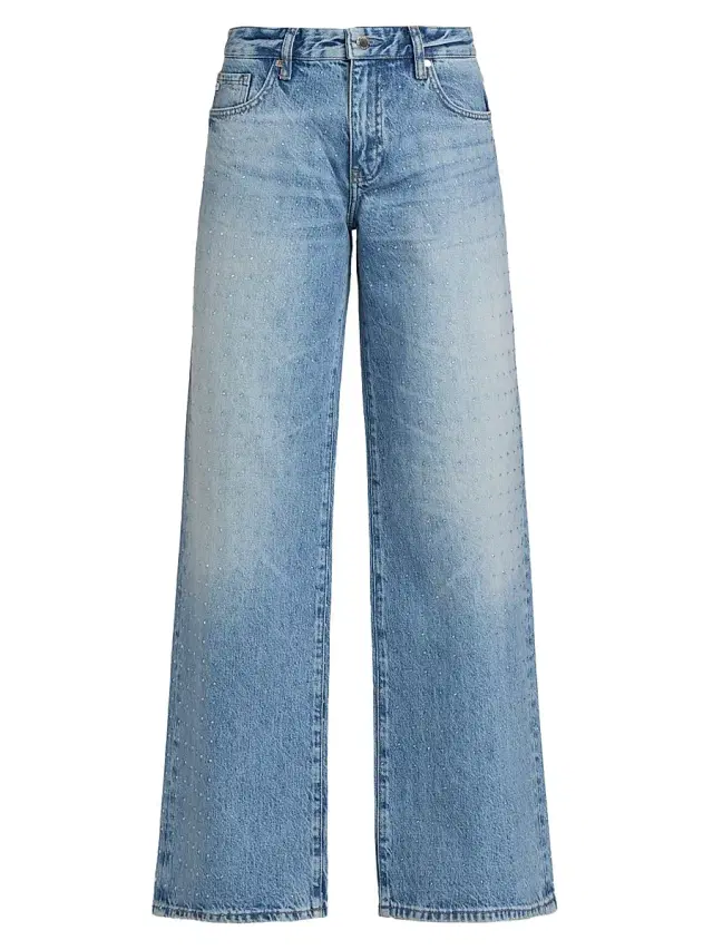 AG Jeans Women's Adria Rhinestone-Embellished Wide-Leg Jeans - Stockholm Snowdrift