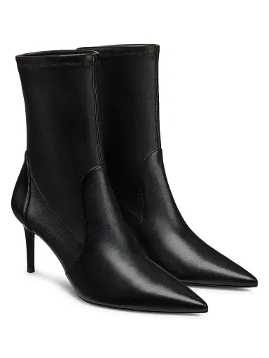 Stuart Weitzman Women's Power 75MM Leather Ankle Boots - Black - Size 9.5 | Thumbnail 2