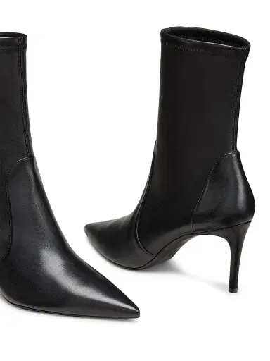 Stuart Weitzman Women's Power 75MM Leather Ankle Boots - Black - Size 9.5 | Thumbnail 4